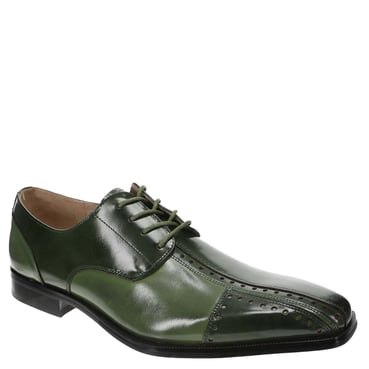 slim fit dress slacks Ariston Mens Solid Green Whole Cut Oxford Leather Dress Shoes